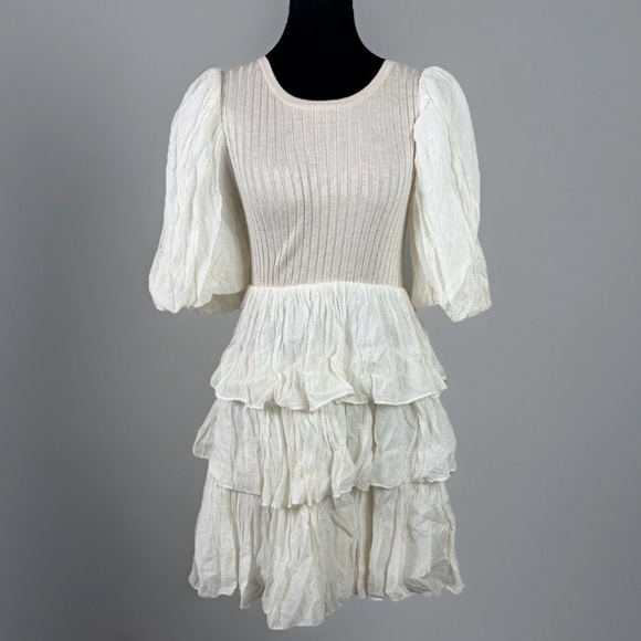 sofie the label Dresses & Skirts - Sofie The Label Cream Babydoll Trapeze Style Tiered Dress- Size Small